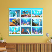 Berühmte Meerjungfrau-Collage. Leinwanddruck (Insitu (Wohnzimmer))