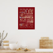 Berühmte Orte in Nashville, Tennessee. Poster (Küche)