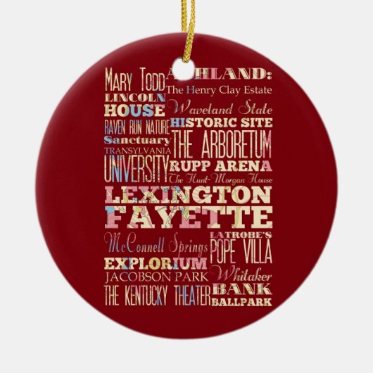 Berühmte Orte von Lexington Fayette, Kentucky Keramik Ornament (Vorne)