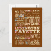 Berühmte Orte von Lexington Fayette, Kentucky. Postkarte (Vorne/Hinten)