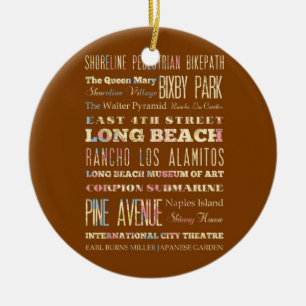 Berühmte Orte von Long Beach, Kalifornien Keramikornament