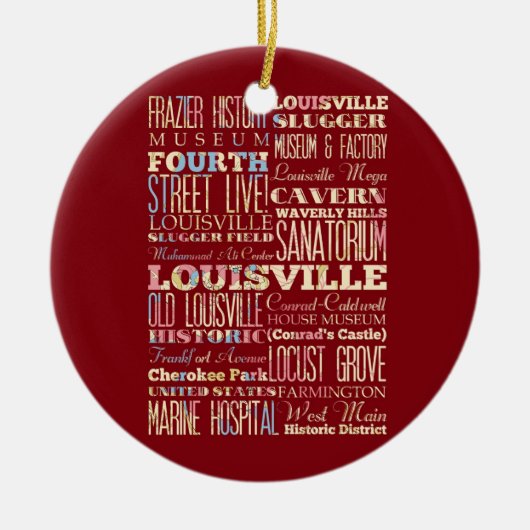 Berühmte Orte von Louisville, Kentucky Keramik Ornament (Vorne)