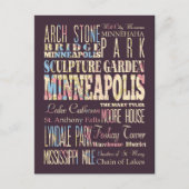 Berühmte Orte von Minneapolis, Minnesota. Postkarte (Vorderseite)