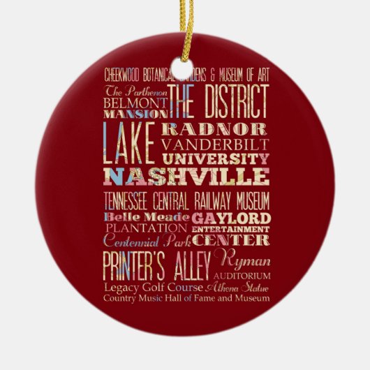 Berühmte Orte von Nashville, Tennessee Keramikornament (Vorne)
