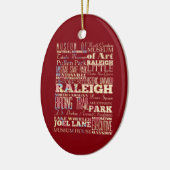 Berühmte Orte von Raleigh, North Carolina. Keramikornament (Links)