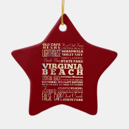 Berühmte Orte von Virginia Beach, Virginia Keramik Ornament (Vorne)