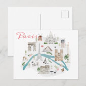 Berühmte Pariser Sehenswürdigkeiten Postkarte (Vorne/Hinten)