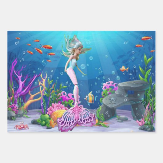 Berühmte Puppe gekleidet als Meerjungfrau Geschenkpapier Set (Vorderseite 3)