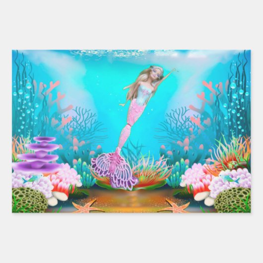 Berühmte Puppe gekleidet als Meerjungfrau Geschenkpapier Set (Vorderseite 2)