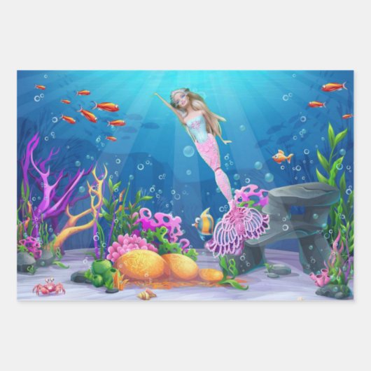 Berühmte Puppe gekleidet als Meerjungfrau Geschenkpapier Set (Vorderseite)