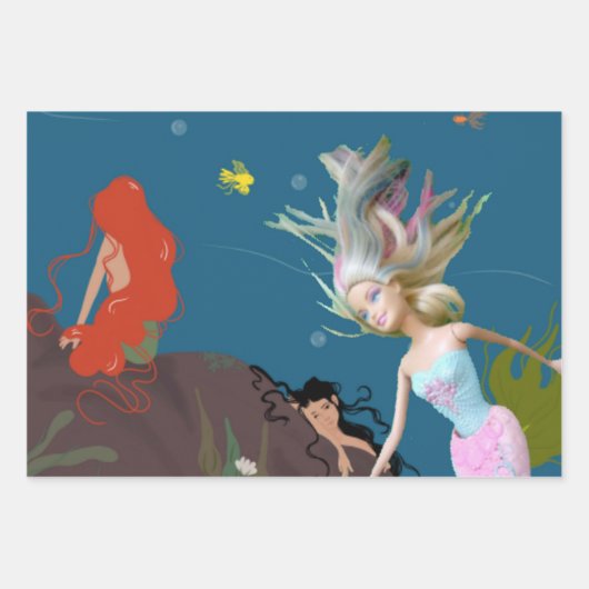 Berühmte Puppe gekleidet als Meerjungfrau Geschenkpapier Set (Vorderseite 2)