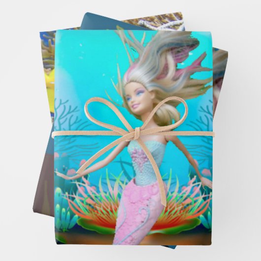 Berühmte Puppe gekleidet als Meerjungfrau Geschenkpapier Set (Beispiel)