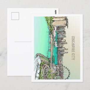 Berühmte Reiseziel-Illustration Singapur-Stadt Postkarte