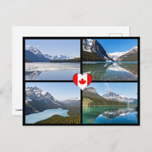 Berühmte Seen und Landschaften in Westkanada Postkarte (Vorne/Hinten)