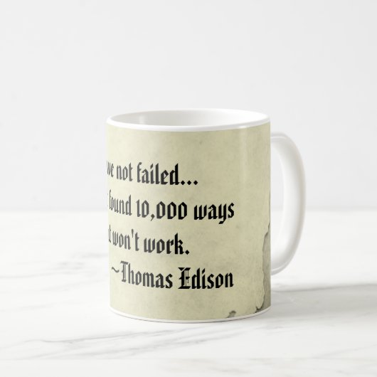 Berühmte Thomas Edison Tasse für Erfolg und Fehlsc (VorderseiteRechts)
