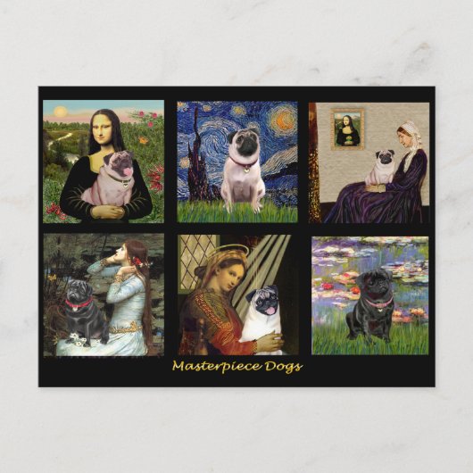 Berühmter Art Mops Composite #1 Postkarte (Vorderseite)