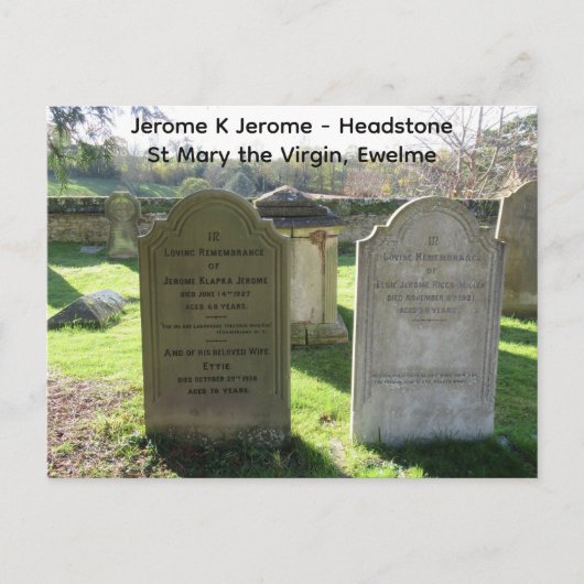 Berühmter Autor Jerome K Jerome Headstone,  Postkarte (Vorderseite)