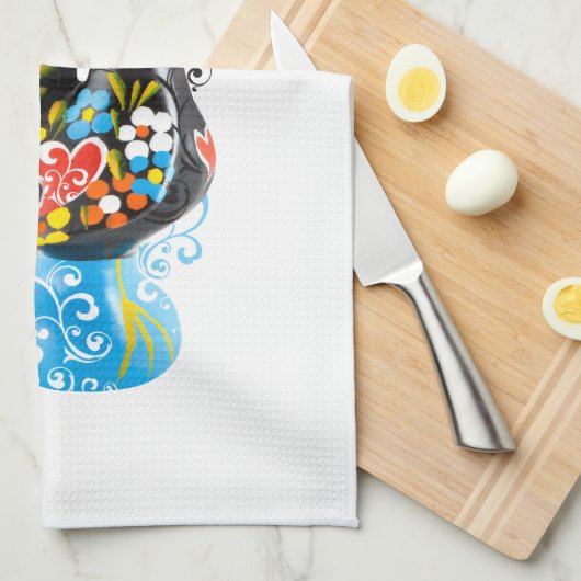 Berühmter Hahn von Barcelos Nr 06 - Blumenausgabe Handtuch (Viertel Falte)