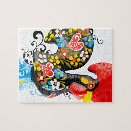 Berühmter Hahn von Barcelos Nr 06 - Blumenausgabe Puzzle (Horizontal)