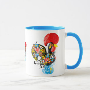 Berühmter Hahn von Barcelos Nr 06 - Blumenausgabe Tasse