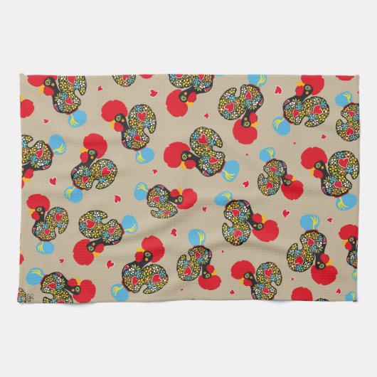 Berühmter Hahn von Barcelos Nr 06 Muster Küchentuch (Horizontal)