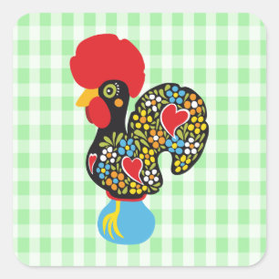 Berühmter Hahn von Barcelos Nr 06 Quadratischer Aufkleber