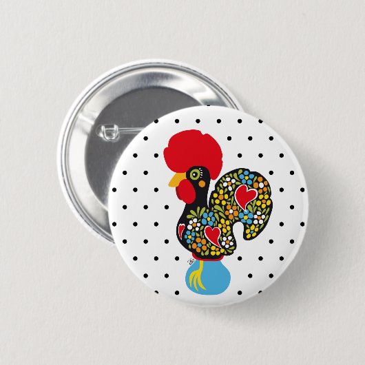 Berühmter Hahn von Barcelos Nr 06 - Tupfen Button (Vorne & Hinten)