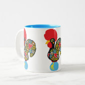 Berühmter Hahn von Barcelos Nr 06 Zweifarbige Tasse (Vorderseite Links)