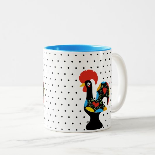 Berühmter Hahn von Barcelos Nr 09 - Tupfen Zweifarbige Tasse (VorderseiteRechts)