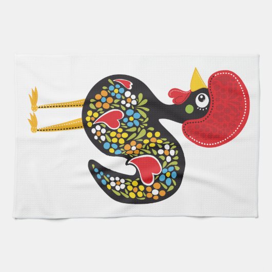 Berühmter Hahn von Barcelos Portugal Nr. 07 Geschirrtuch (Horizontal)
