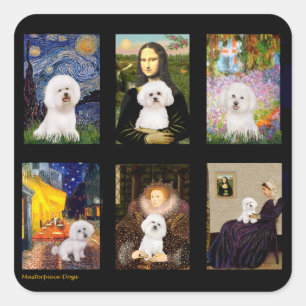 Berühmter Kunst-Bichon Frise-Verbund Quadratischer Aufkleber