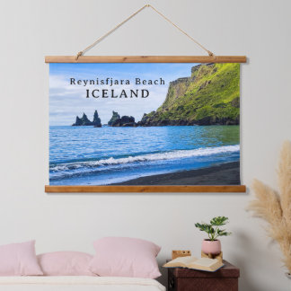 Berühmter malerischer Strand Reynisfjara Island Wandteppich Mit Holzrahmen