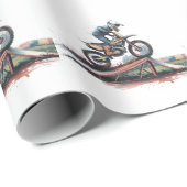 Berühmter Racer: Motorrad Geburtstagsbash Geschenkpapier (Rolleneckpunkt)