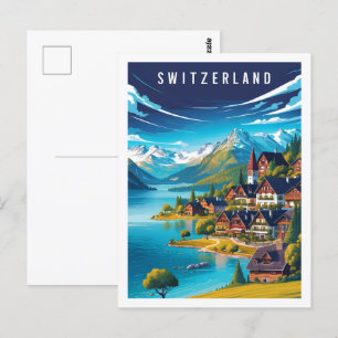 Berühmter Schweizer Reiseort Postkarte