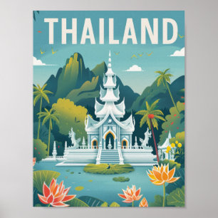 Berühmter thailändischer Reiseort im Vintage-Stil Poster