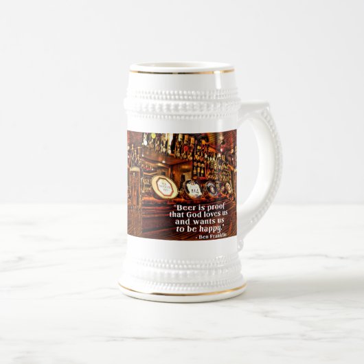 Berühmtes Bier-Zitat Bens Franklins Bierglas (VorderseiteRechts)