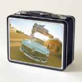 Berühmtes Blue Swallow Motel an der Route 66 Metall Brotdose (Rückseite)