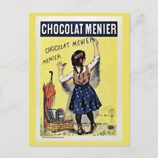 Berühmtes Chocolat Menier Vintage Poster Postkarte (Vorderseite)