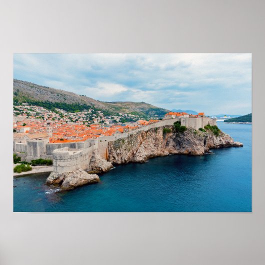 Berühmtes Dubrovnik Altstadt Dächer & Mauern - Kro Poster (Vorne)