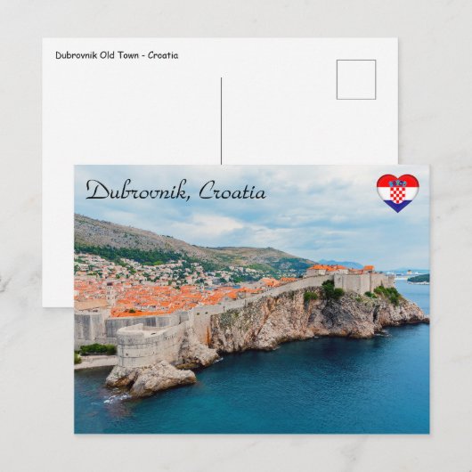 Berühmtes Dubrovnik Altstadt Dächer & Mauern - Kro Postkarte (Vorne/Hinten)