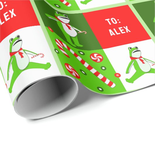 Berühmtes Frosch-Weihnachtsgeschenk Geschenkpapier (Rolleneckpunkt)