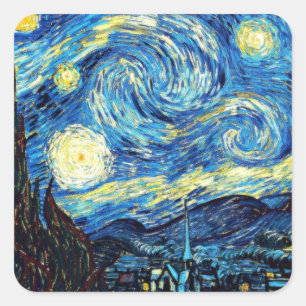 Berühmtes Gemälde von Van Gogh, Sternennacht Quadratischer Aufkleber