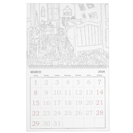 Berühmtes Kunstwerk Erwachsenenfarben Kalender (Mär 2026)