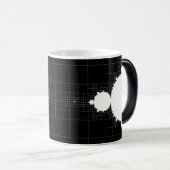 Berühmtes Mandelbrot Set weiß auf schwarzer Kaffee Verwandlungstasse (VorderseiteRechts)