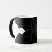 Berühmtes Mandelbrot Set weiß auf schwarzer Kaffee Verwandlungstasse (Vorderseite Links)