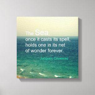 BERÜHMTES MEERQUOTE JACQUES COUSTEAU FOTO ART LEINWANDDRUCK