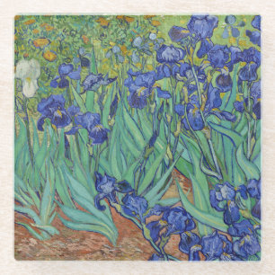 Berühmtes Ölbild Blaue Schwertlilien von Van Gogh Glasuntersetzer