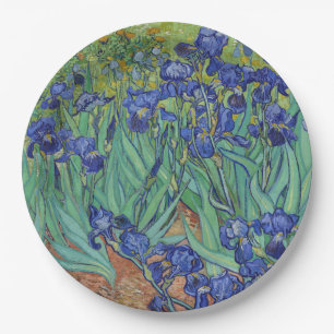 Berühmtes Ölbild Blaue Schwertlilien von Van Gogh Pappteller