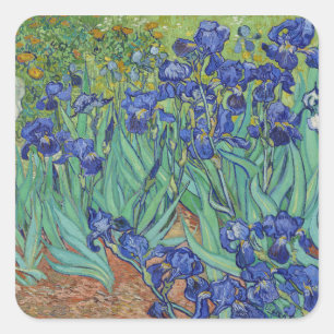 Berühmtes Ölbild Blaue Schwertlilien von Van Gogh Quadratischer Aufkleber