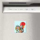 Berühmtes Rooster von Barcelos Nr. 06 - Floral edi Magnet (In Situ (Geschirrspüler))